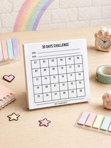 50 Sheets Minimalist 30-Day Challenge Habit Tracker Notebook, Undated Grid Goal Tracking Log, Daily Task Checklist Memo Pad, Planner Scrapbook Inner Pages, Student Campus Office Goal Planning Stationery - 30-day Fitness Plan - View 1