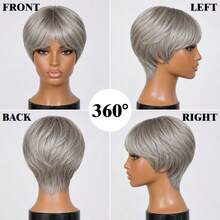 Beaushine Chocolate Brown Pixie Cut Wig Human Hair Straight Bob Glueless Wig 6 Inch Pixie Cut Wig Short Layered Wig Rose Net Cap Brazilian Virgin Human Hair For Daily Use - SGray - View 6