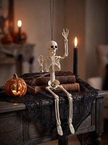 Multiple Sizes Foldable Hanging Skeleton Halloween Decorations, Posable Joint Plastic Skeleton Props For Haunted House Parties, Porches, Doors, Walls, Yards, Windows, Photo Booths & Seasonal Home Decor - Skull Series - View 6
