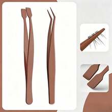 2pcs Stainless Steel Curved Elbow - Flat Head Craft Tweezers, Precision Tweezers, Suitable For Eyelash Extensions DIY, Eyebrows, Facial Hair, Ingrown Hair, Nail Art, Handmade Tweezers - Innovation - View 9