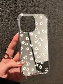 Floral Daisy Mirror Phone Case Minimalist Aesthetic Transparent Shockproof Protective Shell - Multicolor - View 5