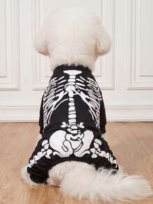 LUCKIE PAL 1 bộ đồ ngủ bốn chân cho thú cưng họa tiết xương Halloween hài hước, chống ve rận, giảm rụng lông, giữ ấm và thoáng khí, phù hợp cho chó mèo cỡ nhỏ và lớn, dùng trong nhà và ngoài trời - Nhiều màu - Xem 5