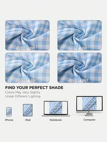 1pc Blue Plaid Ruffle Short Curtain, Rod Pocket Soft Light Semi-Sheer Curtain, American Country Style Window Curtain, Cafe Atmosphere Curtain, Suitable For Kitchen, Cabinet, Bedroom Home Decor, Living Room Decor - Blue - View 6
