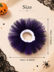 2pcs Halloween Purple Black Mesh Hair Ties For Kids - Multicolor - View 5