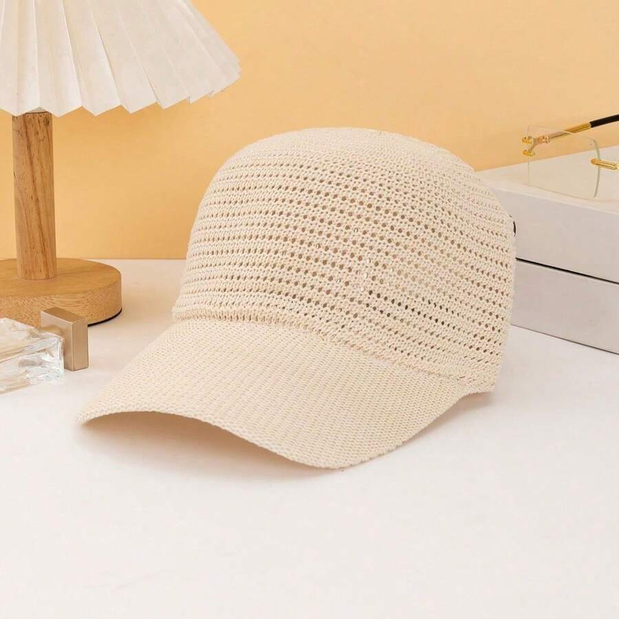 1pc Breathable Mesh Baseball Cap - Adjustable Sun Hat, Solid Color, Lightweight And Versatile, Suitable For Summer Outdoor Activities | Summer Versatile Headwear | Sun Hat - Khaki - View 1