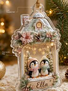 1pc Customized Penguin Acrylic Pendant, Personalized Winter Souvenir, Flat Printed Realistic Snowflake Ball Decoration, Holiday Home Window Decor, 2026 Christmas Tree Ornament, Christmas Gift - Multicolor - View 6