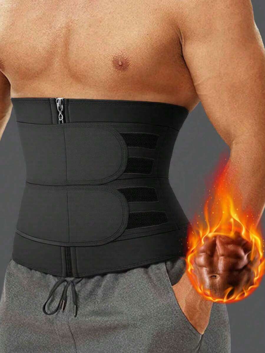 1pc Waist Trainer Belt - Adjustable Support For Shaping Waist And Belly, Enhancing Sweating During Workouts - Black - View 1