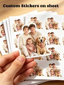 1/20/40/80pcs Custom Die Cut Family Photo Sticker Personalized Image Picture Vinyl Decal Waterproof Die-Cut Sticker For Laptop, Water Bottle, Phone Case. Custom Portrait Photo Stickers, Pet Custom Stickers, Women Stickers, For Birthday - Multicolor - View 3