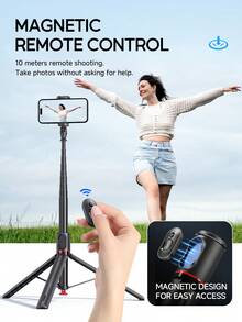 AXNEN 52.36"/1.77m Wireless Bluetooth Selfie Stick Tripod, Auto Pop-Up On Touch, Handheld All-In-One Aluminum Tripod Phone Holder With Magnetic Remote, 360° Rotation Freestanding Multi-Functional For Photo,Video, Suitable For Party, Live Streaming, Holiday Gift - one-size - View 7