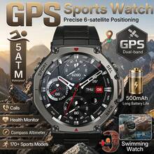 KENPANG Jam Tangan Olahraga Luar Ruangan Pria Hardcore GPS, Jam Tangan Renang Tahan Air 5ATM, Layar AMOLED HD 1,43 Inci, Pemosisian GPS Akurat Terintegrasi, 170+ Mode Olahraga Profesional, Kompas, Altimeter, Barometer, Pelacakan Aktivitas GPS, Panggilan HD Real-Time, Notifikasi Pesan Aplikasi Sosial, Baterai 500mAh, Casing Paduan Tahan Guncangan, Pelacak Kebugaran Pria, Kompatibel dengan iOS dan Android - View 14