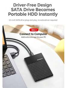 Lenovo HD100 External Hard Drive Enclosure, 2.5-Inch, SATA 3.0 Serial Port External SSD Enclosure, Type-C Interface, Easy Storage Expansion, Compatible With Mobile Phones/PCs/TVs/PS. - Black - View 5