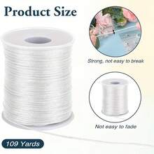 1.5mm White/Black Nylon Satin Cord - 110 Yards, Non-Elastic Polyester Fiber, Suitable For Jewelry Making, Beading, Lace Crafts And Wind Chimes - Perfect For Valentine's Day Gifts And Decoration Projects, Lace Crafts | Shiny Surface | Neatly Wound Spool - 110 cm - View 4