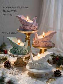 Christmas Sleigh Silicone Candle Mold For Candle Holder Tea Light Gingerbread Train Cement Candlestick Jar Gypsym Concrete Succulent Plaster Mould - Multiple Styles - View 5