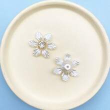 30pcs Faux Pearl & Rhinestone Decorated Flower Design Hat Dress Decorative Buttons DIY Handmade Craft Accessories - Leaf Pearl Flower - View 5
