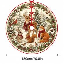 1件雪地動物圖案聖誕樹裙，優雅配色節日裝飾，5種尺寸，中性節日禮物，適用於居家與派對聖誕家居裝飾 - 雪地動物 - 查看 15