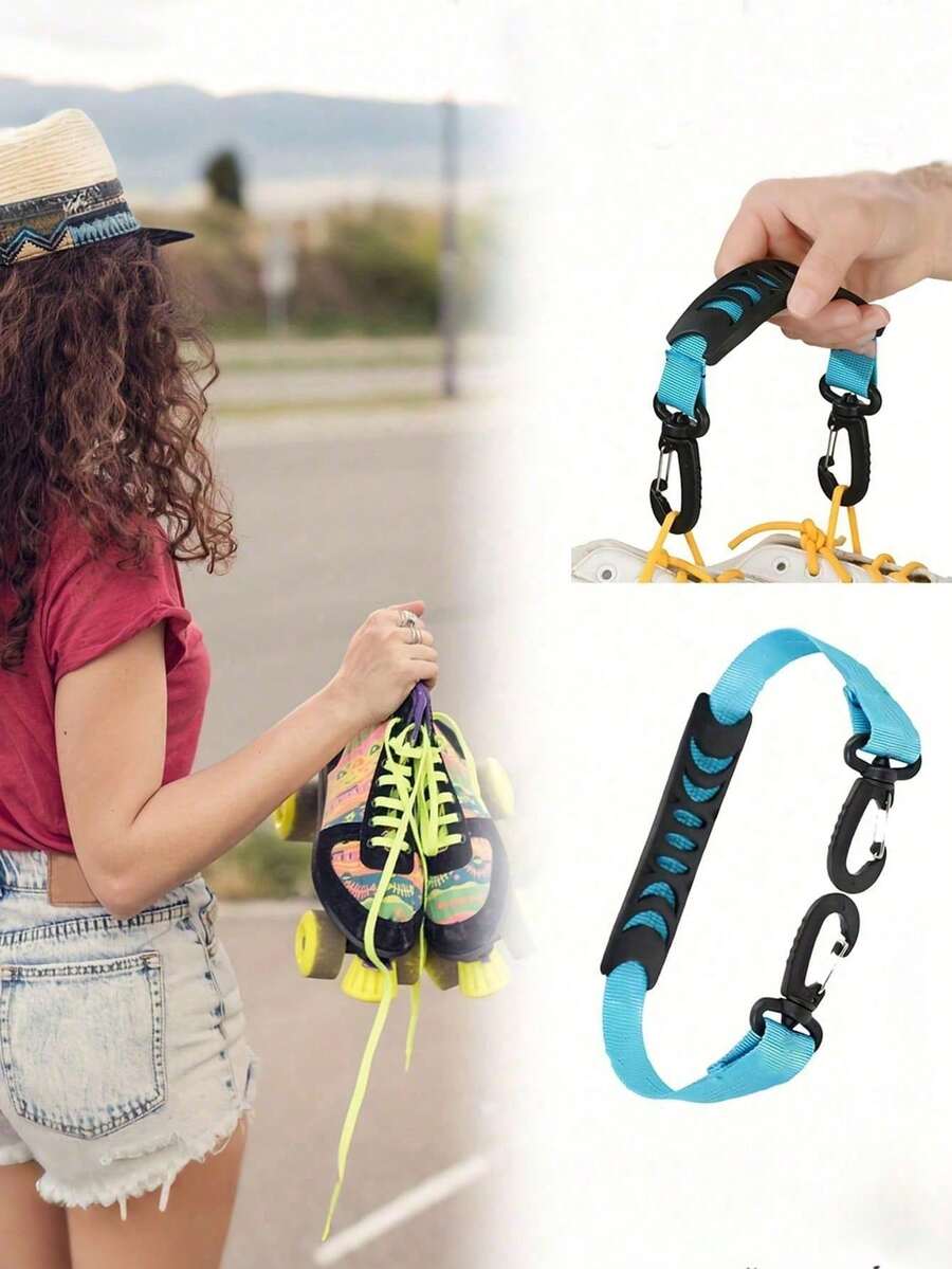 Tali Pengangkut Skateboard Tugas Berat, Tali Pengangkut Sepatu Roda Portabel dengan Kait Carabiner, Cocok untuk Sepatu Roda Inline, Sepatu Roda Es, dan Aksesoris Sepatu Ski - A - View 1