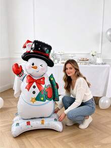 1個聖誕抱抱樹雪人鋁箔氣球，聖誕元素，適合聖誕節、生日、派對氛圍裝飾，聖誕禮物 - 聖誕抱樹雪人 - 查看 4