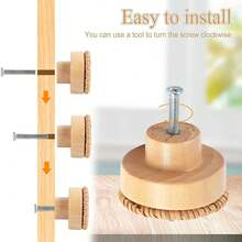2pcs Rattan Woven Cabinet Door Handles, Natural Wood Style Baby Wardrobe Drawer Round Knobs - Multicolor - View 2