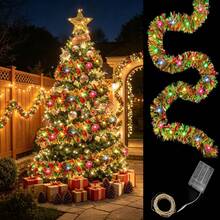 5m/50LED Christmas Glowing Colorful Tinsel Garland String Lights, Battery Powered Fairy Lights, Shiny Christmas Tree Hanging Decoration, Birthday Wedding Party Lighting, Halloween Christmas Atmosphere Decor (Battery Not Included) - Battery-operated Colorful String Lights - View 12