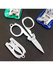 1 Set Foldable Portable Scissors (Buy 1 Pair Get 1 Random Tassel Accessory), Suitable For Home Thread, Office Supplies, Craft Paper Cutting, Sewing And Cutting (Minor Scratches Are Normal Use, Not Quality Issues), Back To School/Halloween/Christmas Essential - Scissors + Random Tassel Accessories - View 5