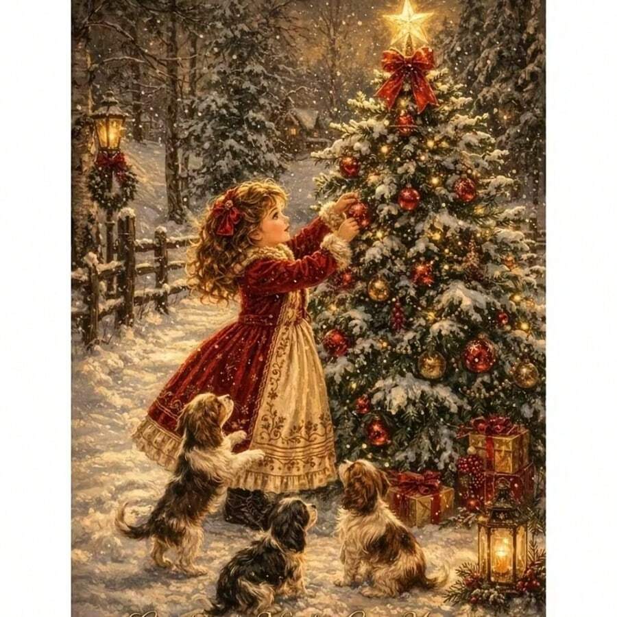 1PC DIY 5D Diamond Painting Kit Christmas Theme Pattern - Round Full Diamond Art Mosaic Craft, Home Wall Decor, Unframed - No Frame - View 1