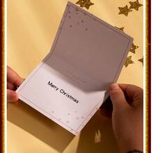 1PC Christmas Greeting Card, Ins Style Thickened Creative Cartoon DIY Birthday Thanksgiving Blessing Fashion Christmas Foil Card, Blessing Card For Friends And Family - A - View 9