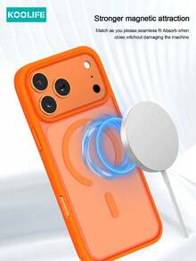 Koolife 1件裝 Apple 17Pro 親膚感 2合1 磁吸手機保護殼 PC+TPU 磨砂背板，相容 Apple 17ProMax/Apple 17/Apple 17Pro/Apple 17Air/14/14Pro/14ProMax/15/15Pro/15ProMax/16/16Pro/Apple 16ProMax/16e - 橘色 - 查看 3