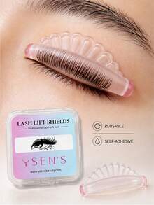 YSEN'S 10PCS/5 Pairs Self-Adhesive Lash Lift Pads, XS-XL 5 Sizes, Shell-Shaped Soft Flexible Silicone Lash Lift Shields, Easy To Clean & Reusable, With Storage Case - Baby Pink - View 2