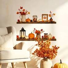 1PC Thanksgiving Maple Leaf & Pumpkin Wall Sticker, Self-Adhesive Wall Decal For Bedroom, Living Room, Study Background Wall Decoration - Multicolor - View 4