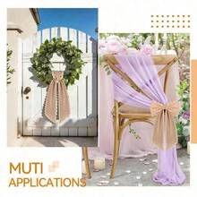 1PC Scalloped Wreath Sash For Front Door Ruffle Wreath Ribbon For Yard Porch Garland Home Decor Garden Flag Outdoor Decor Home Decor. Beautiful Ornament, Brightens Up Your Courtyard, Porch And Entrance All Year Round - Khaki - View 6