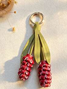 1pc Korean Style Creamy PU Leather Hyacinth Flower Keychain, Gentle Healing Handmade Flower Pendant, Bag Charm, Niche Exquisite Gift - Hyacinth Keychain - View 9