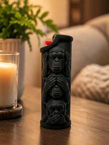 Three Monkeys Lighter Case 3D Printed Creative Cool See No Evil Hear No Evil Speak No Evil Monkey Lighter Shell Men's EDC Christmas Father's Day Creative Gift Boyfriend Birthday Gift (Shell Only, Suitable For Bic Lighter) - Multicolor - View 1