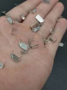 10pcs Size 5 Metal Zipper Sliders And End Caps - 4-Prong Tail Clamps - Silver - View 6