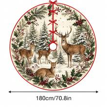 1pc Reindeer Pattern Christmas Tree Skirt, Elegant Color Holiday Decor, 5 Sizes, Unisex Holiday Gift, Suitable For Home And Party Christmas Home Decoration - Moose - View 11