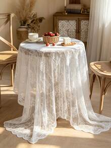 1pc White Lace Tablecloth Romantic Style Suitable For Holiday, Party, Banquet, Restaurant, Wedding, Home Dining Table Decor, Home Decor Wedding Kitchen Home Decor Kitchen Decor Room Decor Kitchen Accessories Dining Table Decor Table Decor Table Decoration Coffee Table Wedding Decor - Alice - View 10