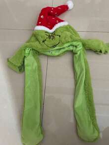 The Grinch 聖誕毛絨帽子 趣味會動跳舞綠色小怪獸聖誕帽 附毛球 聖誕節假期派對 Cosplay 裝扮配件(派對小禮物) - 查看 9
