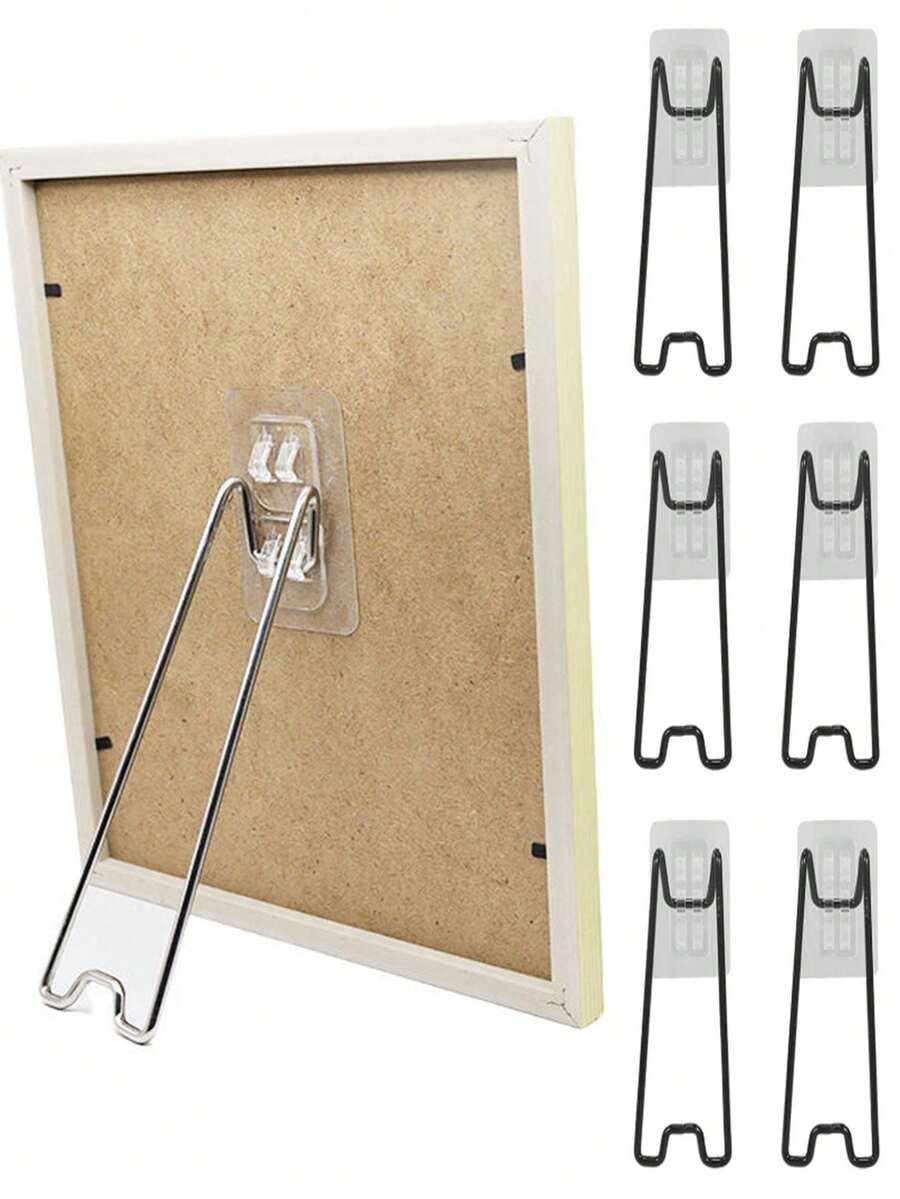 Adhesive Backing Easel Stand With Stainless Steel Self-Adhesive Bracket, Suitable For Any Size Photo Frame, Ideal For Home, Office Or Commercial Display, Applicable To Photos, Artwork And Logos - A - View 1