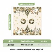 1pc Christmas Town Tablecloth, Christmas Wreath Snowman Deer Snowflake Christmas Tree Print Pattern, Polyester Material Single-Sided Print, Suitable For Tabletop, Washable And Reusable, Suitable For Indoor, Outdoor, Yard, Wedding, Banquet, Party, Outdoor Dining, Suitable For Craft Exhibition, Banquet Event Decoration - Multicolor - View 14