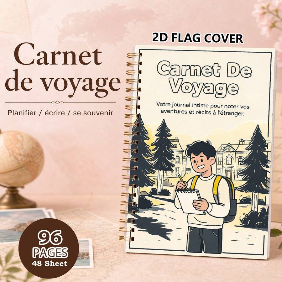French Travel Journal Carnet De Voyage (French Version) - Trip Planner For Overwhelm Relief, Packing Checklist And Daily Activity Logbook For Self-Improvement Seekers And Busy Professionals - A5 - View 1