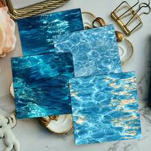 24 Sheets 6*6 Inch Fresh Ocean Water Ripple Scrapbook/Journal Paper, Ice Blue Light & Shadow Transparent Elements Suitable For Collage, Origami And Journaling Materials, DIY Paper, Handmade Scrapbook, Bullet Journal, Greeting Cards, Gift Wrapping And Home Decor - Square - View 5