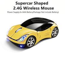 1pc Unique Racing Car Shaped Wireless Mouse, Mini Supercar Style Wireless Mouse, Automotive Shaped Wireless Optical Mouse, 1600DPI Ergonomic Design Wireless Gaming Mouse, 2.4GHz Wireless Office Mouse With Car Lights, Comes With USB Receiver, Powered By 2xAAA Batteries (Batteries Not Included), Suitable For PC, Laptop, Tablet, Great Gift - Multicolor - View 37