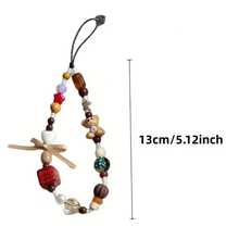 1pc Square Bow Bear Phone Case Lanyard CCD Camera Card Holder Pendant Accessory Anti-Lost Wrist Strap, Wrist Phone Chain - Valentine's Day Gift | Birthday Gift - Multicolor - View 1
