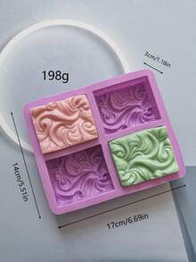 4-Cavity Wave Flower Rectangular Soap Handmade Soap DIY Silicone Mold 1pc - Purple - View 3