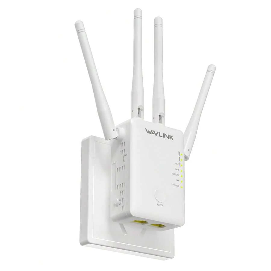 Range Extender Wavlink AC1200, Dual Band WiFi Signal Booster With 4 External Antennas, 3-In-1 AP/Repeater/Router Modes, WPS, Wall-Mount - UK Plug(220-240V) - View 1