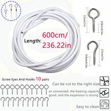 1 Set 2.5/4/5/6m Practical Shower Curtain/Window Curtain Strong Spring Tension Rope, Cuttable Steel Wire Hanging Rope, Includes Pull Rope, Grommets, Question Mark Hooks, Suitable For Home Indoor/Outdoor Laundry, Shower Curtains, Window Curtains, Hanging Curtains, Nets And Lightweight Materials - Spring Curtain Cord - View 14