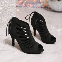 1 Pair Solid Color Nightclub Style Non-Woven Fabric Rhinestone Party All Season - Black - View 4