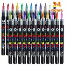 24 Colors Acrylic Paint Pens, Soft Brush Tip Acrylic Markers, Quick Drying Waterproof, Suitable For Canvas, Rock Painting, Wood, Stone, Glass, Ceramic, Fabric DIY Crafts, Back To School Gift - Multicolor - View 6