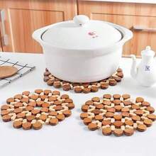 6/3/1pc Wooden Heat-Insulating Placemats, Anti-Scalding Pads, Table Coasters, Tableware Coasters, Non-Slip Pads, Pot Pads, Bowl Pads, Table Mats, Heat-Insulating Pads, Coasters, Washable, Easy To Clean, Wipeable, Non-Slip, Heat-Resistant, Suitable For Room Decoration, Table Decoration, Home Decoration, Holidays, Parties, Birthdays, Weddings And Dinner Parties, Non-Slip Pot Rack Table Mats, Restaurant Accessories Tools, Picnic Blanket - View 4