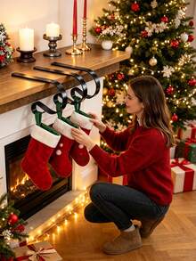 Christmas Stocking Hooks, Suitable For Fireplace Hanging - Long Sock Rack Can Also Be Used As Decorative Wreath Hook, Perfect For Use On Fireplaces, Countertops And Tables, Ideal Choice For Christmas Party Decoration, Holiday - Multicolor - View 1