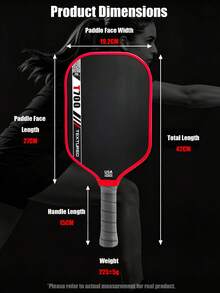 1PC T700 Pro Pickleball Paddle, Made Of T700 Carbon Fiber Matte Material, Enhanced Ball Control, Improved Accuracy, Increased Thickness With Larger Sweet Spot And Longer Shape, Comfortable Grip, Suitable For Professional Competition - Red - View 10